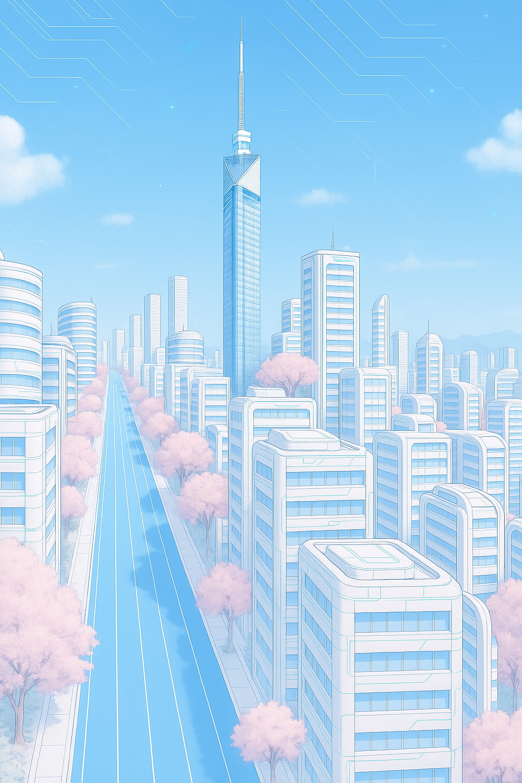 Futuristic Fukuoka Skyline